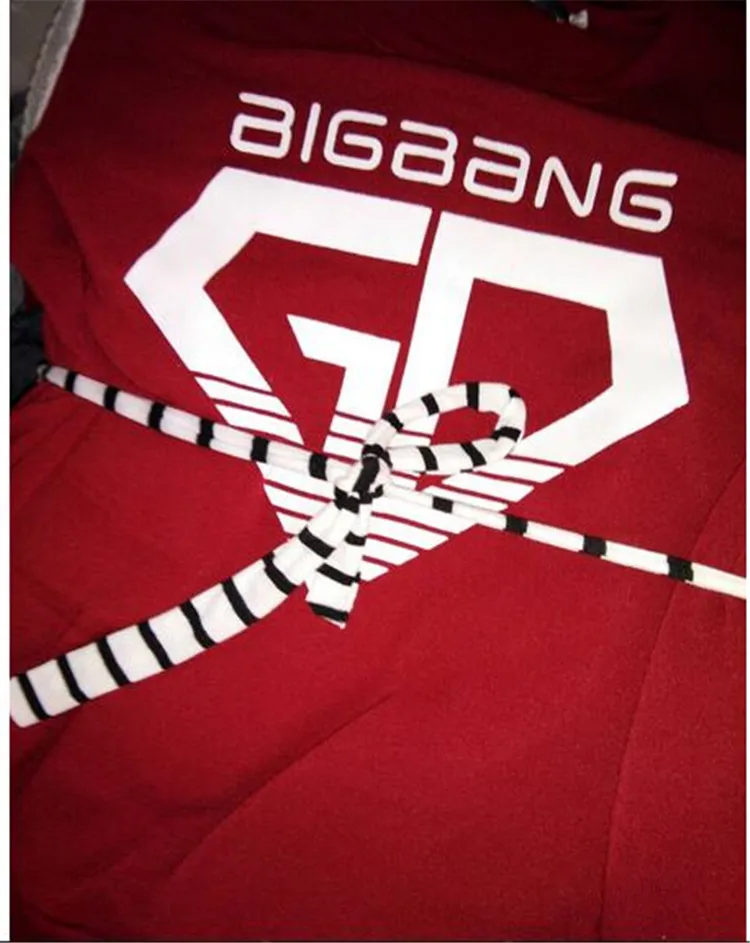 Новая мода для женщин bigbang kpop красный воротник члены или VIP gd Топ с капюшоном d-lite
