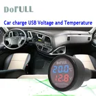 Многофункциональный Автомобильный цифровой вольтметр 3 в 1, USB зарядное устройство, светодиодная батарея, термометр постоянного напряжения, 12 В24 В, температурный прикуриватель