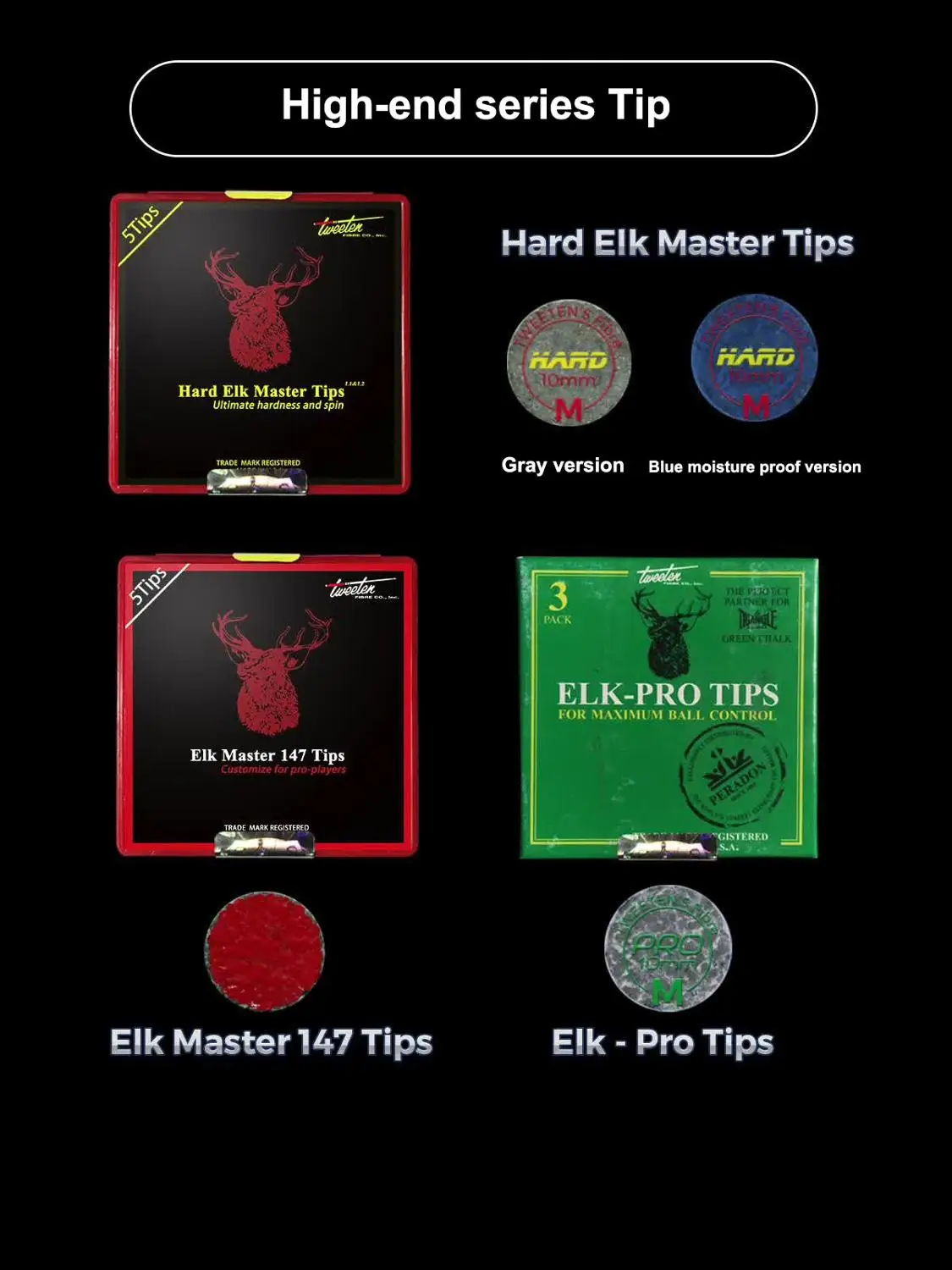 Ronnie O'Sullivan Hard ELK-PRO Tips Professional Pool Cue Stick Billiards Accessories 10mm High Quality moistureproof Optimal