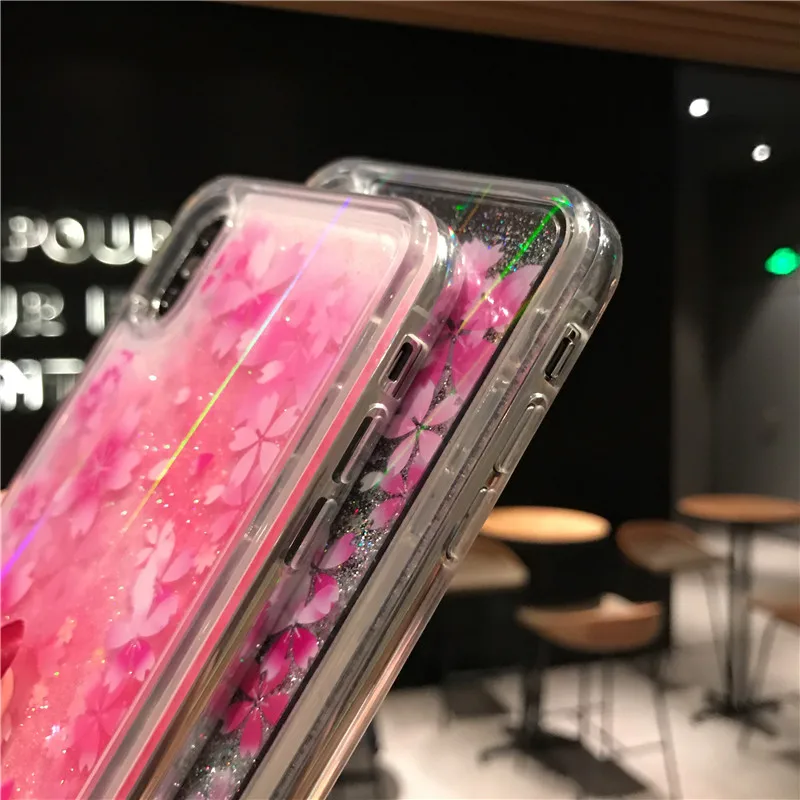 Динамичный жидкий блестящий чехол для iPhone 8 7 6 6S Plus свежий красочный цветочный