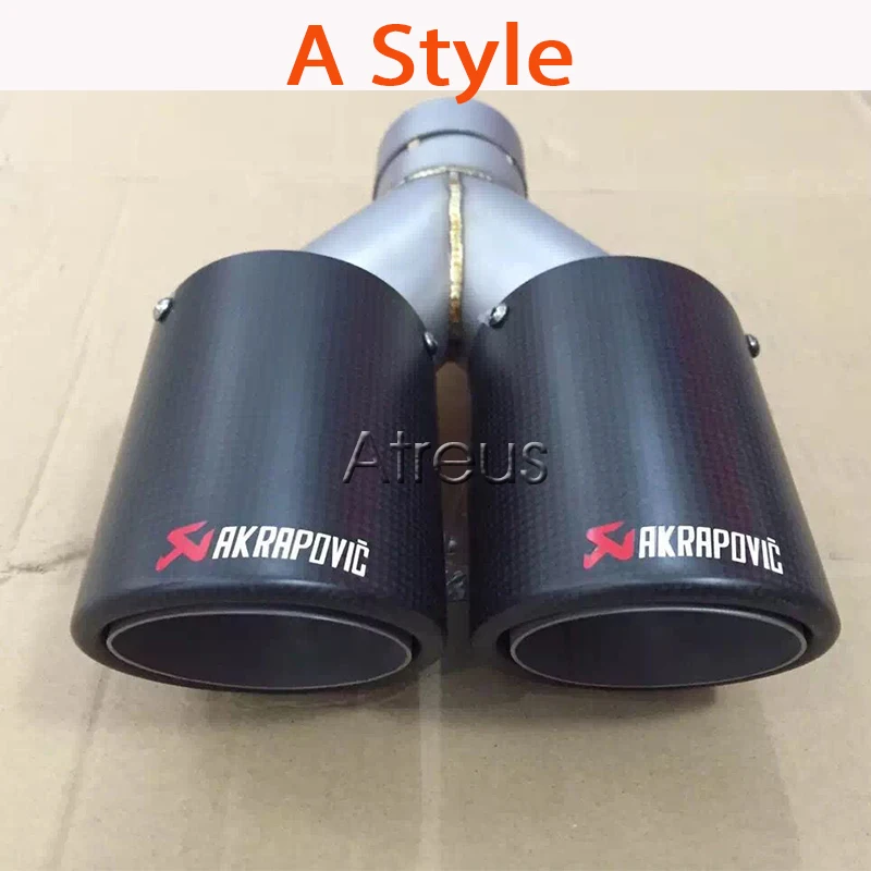 Несколько размеров двойной Akrapovic углеродного волокна автомобиля Глушитель Трубы советы для Ford Volkswagen Renault, Chevrolet аксессуары для Skoda