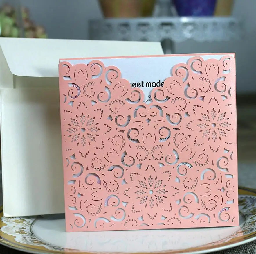 100 шт. кружевные открытки приглашения для свадебной вечеринки|cards for wedding|flower cardscard