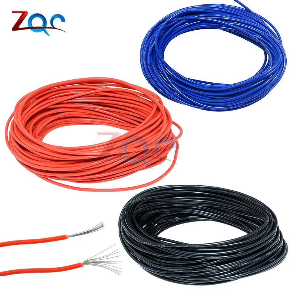 

10 Meters 10M UL-1007 24AWG Hook-up Wire 80C / 300V Cord DIY Electrical Wire Cable Red/Black/Blue/Yellow 24 AWG