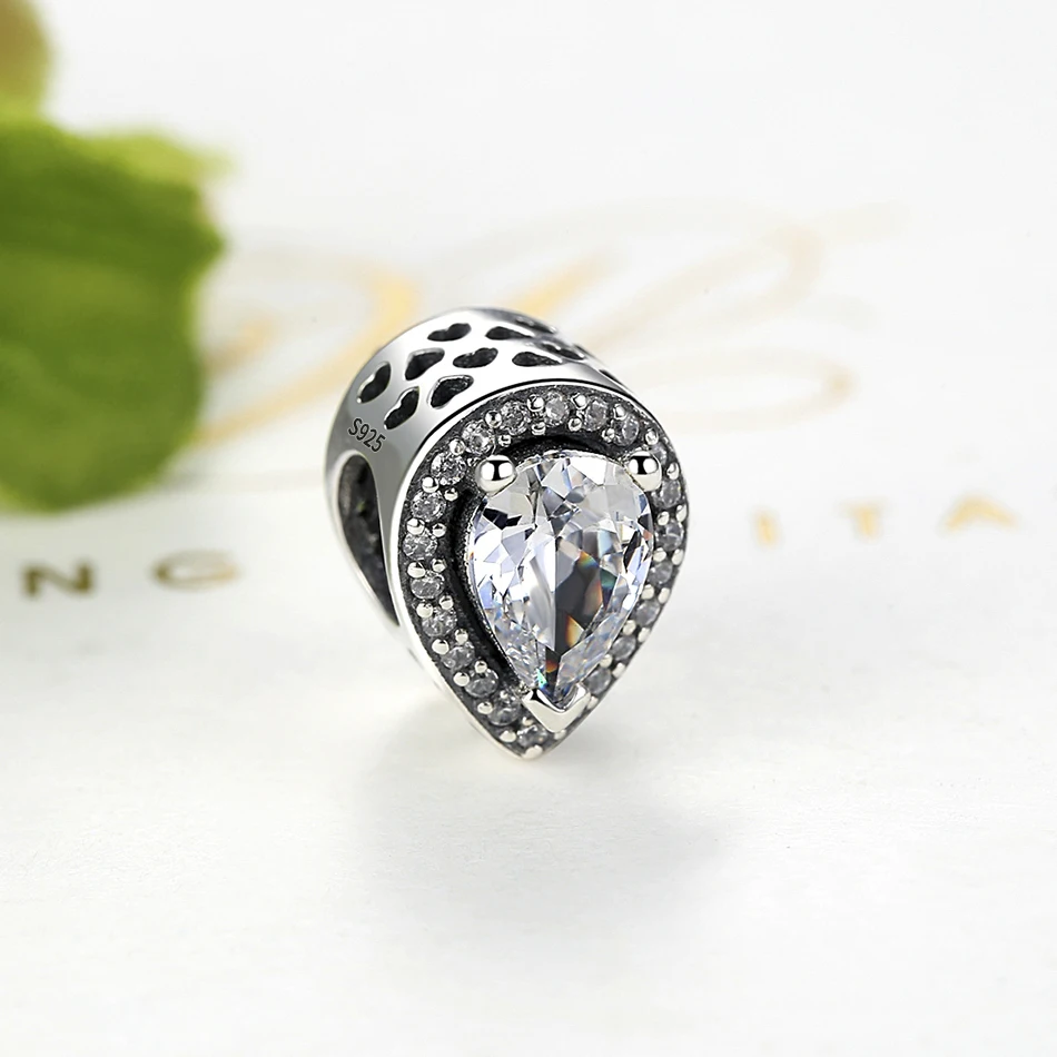 EVOJEW Clear CZ Radiant Teardrop Charms Fit Pandora Charm Bracelet 925 Sterling Silver Beads For Women DIY Original Jewelry | Украшения и