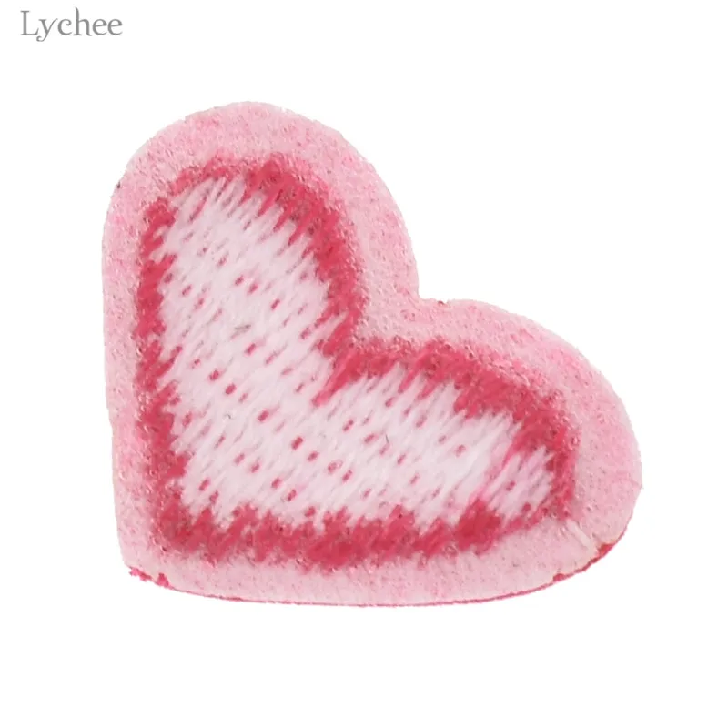 Lychee 10 шт. нашивка в виде розового сердца для одежды пришивные аксессуары одежда