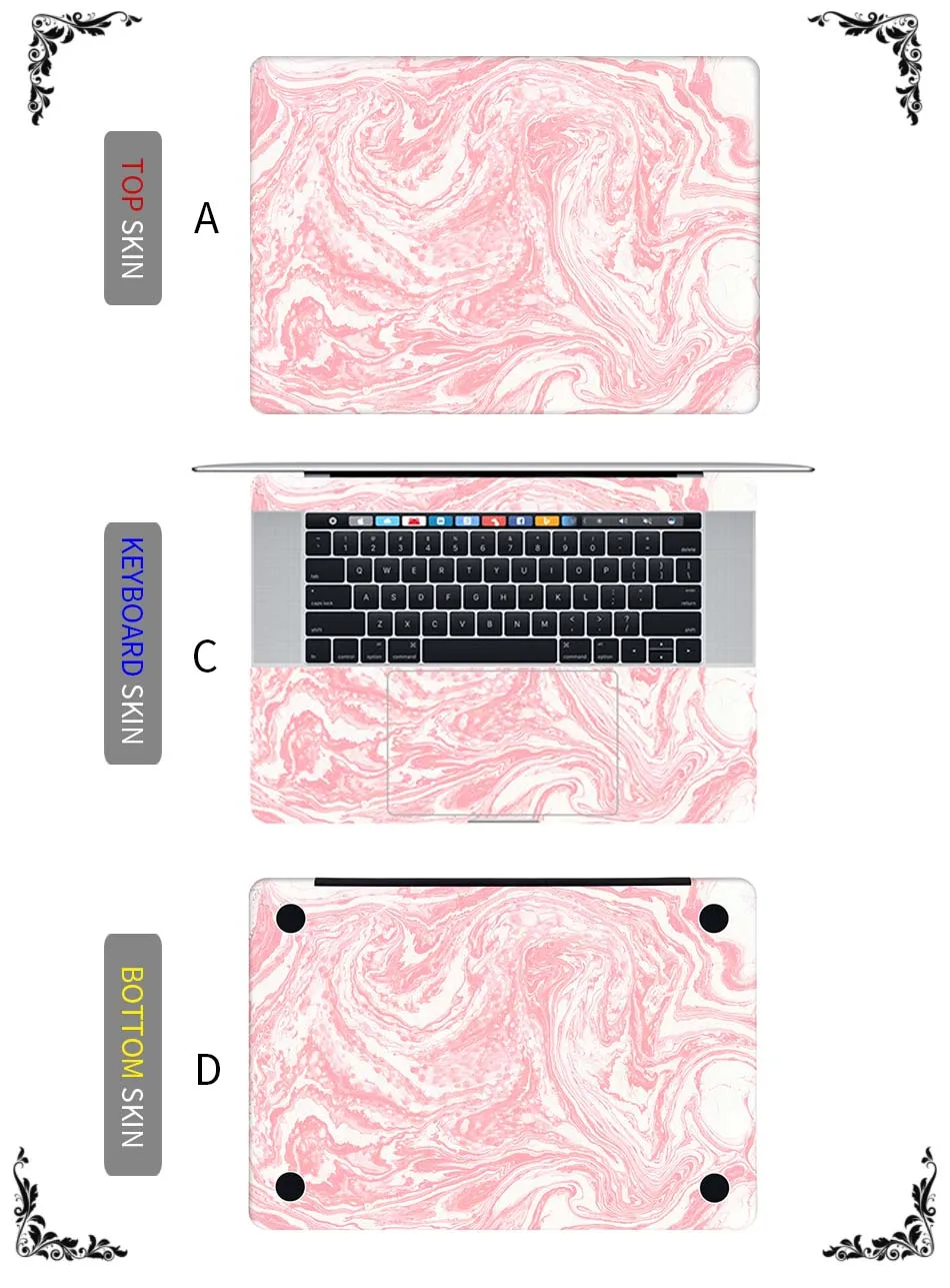 Красная мраморная зернистая Обложка для ноутбука Macbook Pro Air retina Touch Bar 11 12 13 15 дюймов hp Mac Mi hp Dell мраморная Наклейка