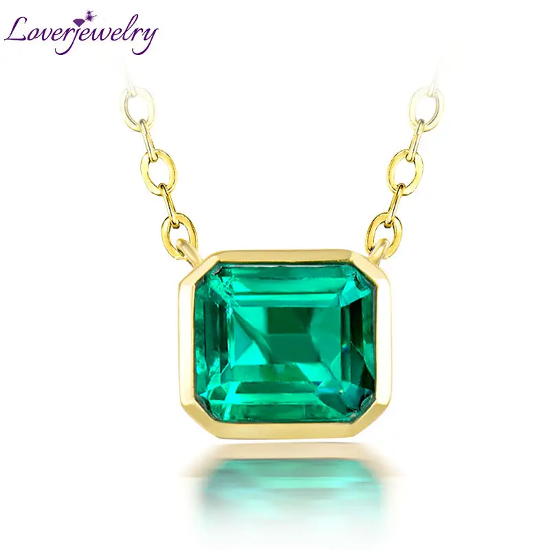 Ожерелье женское 18 K желтое золотое натуральный зеленый изумруд|jewelry necklace