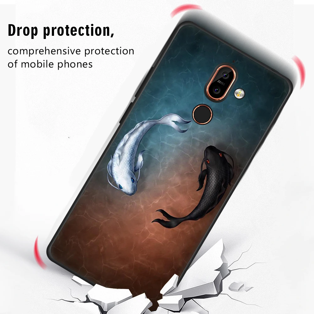 Силиконовый чехол с узором для Nokia 8 Защитная черная матовая задняя крышка из ТПУ
