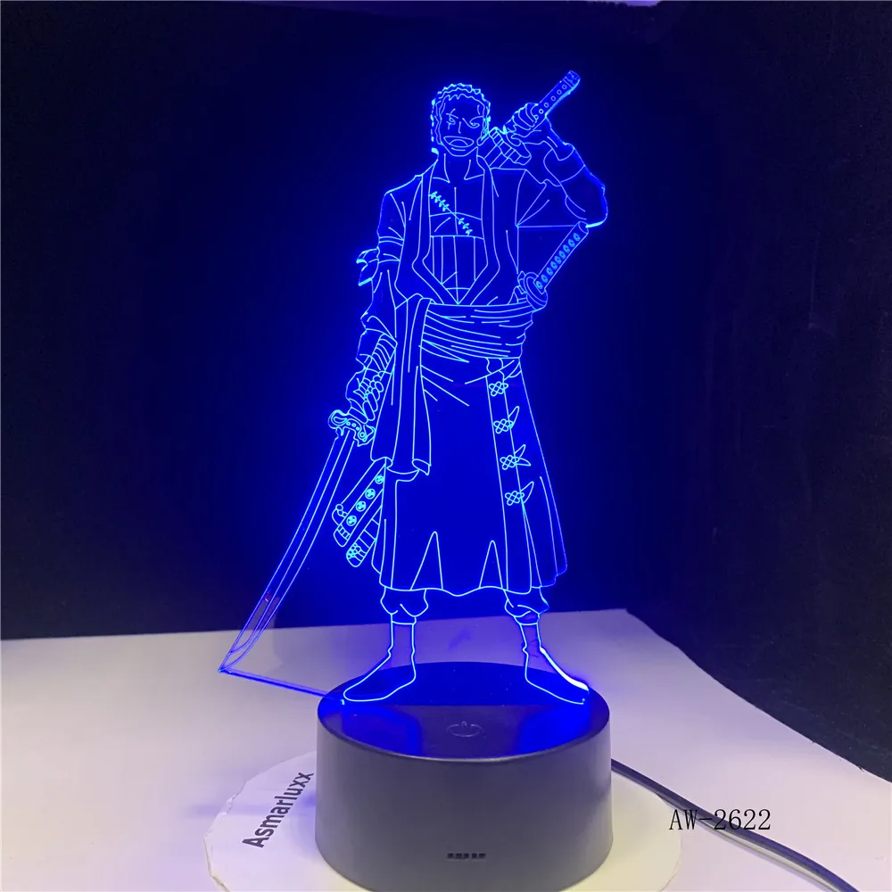 3D Led креативное USB декоративное освещение аниме одна штука форма сенсорная кнопка Настольная лампа для спальни освещение ночные огни AW-2622