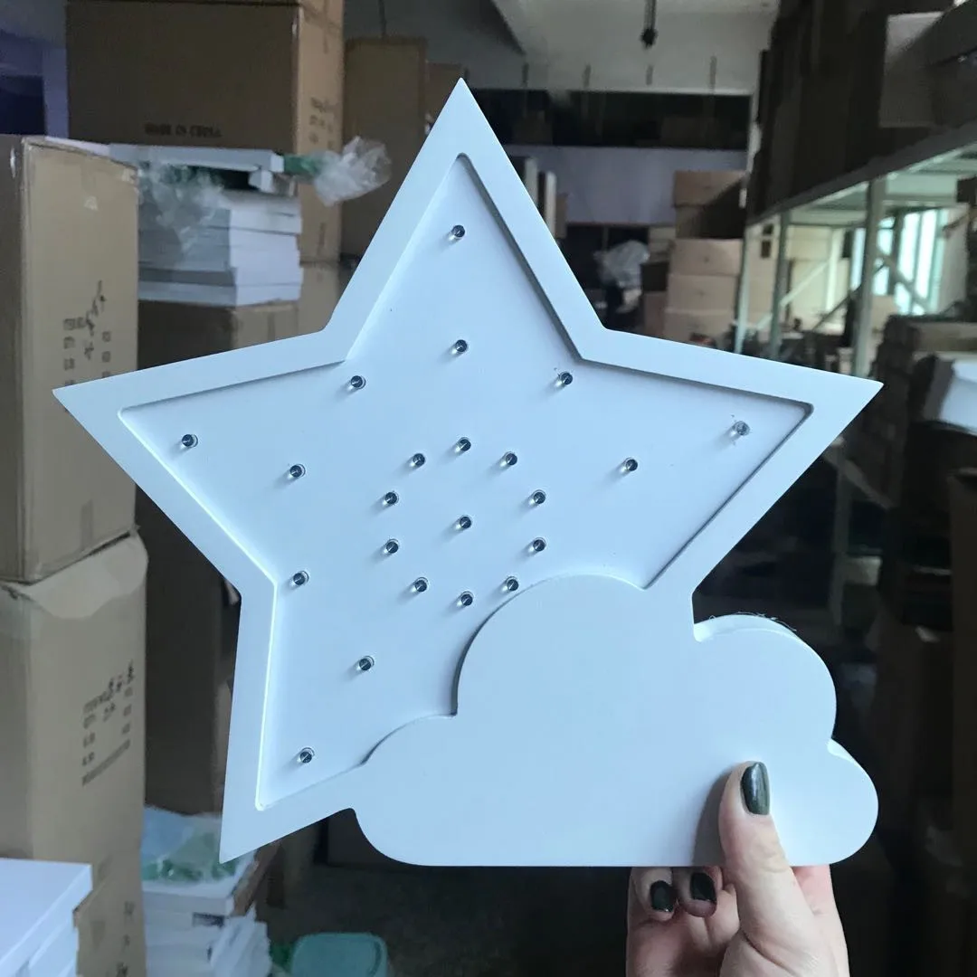 White star Ins, луна, звезды, чешуйчатые облака, моделирующая лампа, светодиодная лампа для украшения комнаты, прекрасный детский домик, маленький ночник, светильник для фотосессии - Цвет: White star