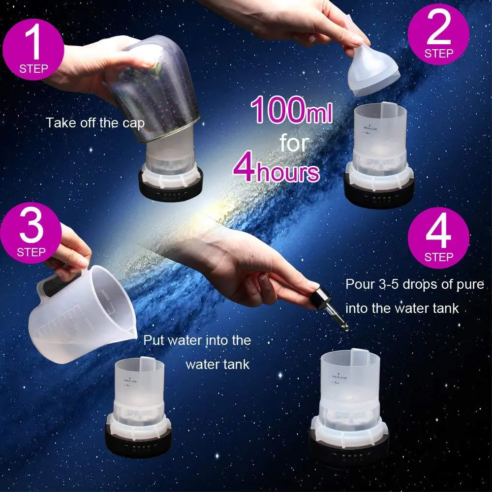 Essential Oil Ultrasonic Cool Mist Humidifier 3D Glass Fireworks 7 Color Change Night Light Aromatherapy Quiet For Home Office | Бытовая