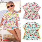 2019, Детская летняя одежда, детское платье для маленьких девочек, пляжный сарафан, платья из хлопка и льна с принтом кактуса, цветов и бахромы, чехол для бикини