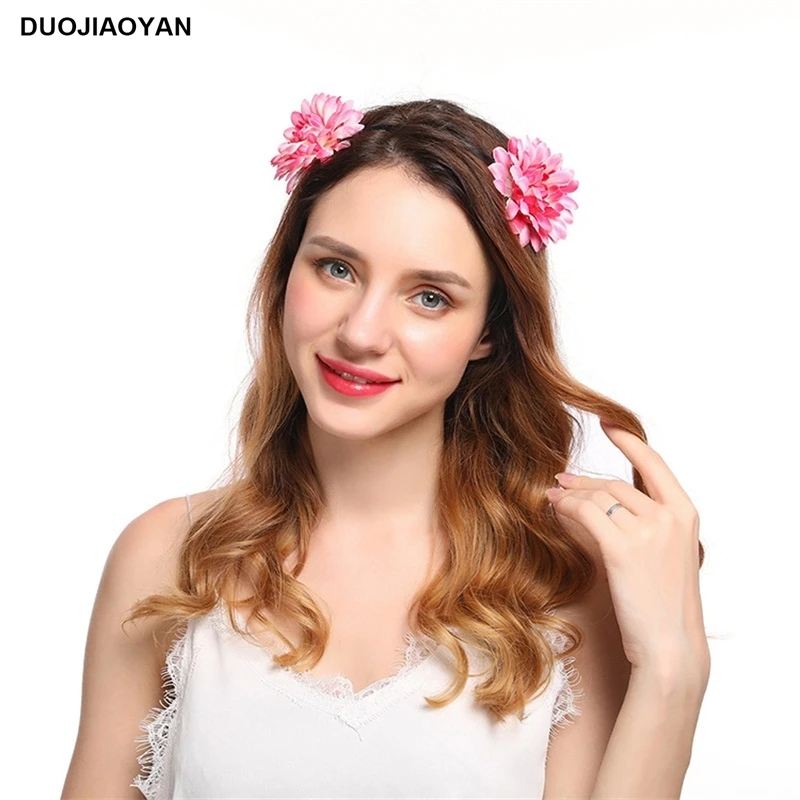 Аксессуары для волос DUOJIAOYAN с цветами креативная корона кошачьими ушками повязка