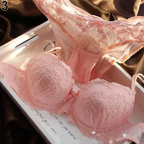 Women Sexy Lace Flower Embroider Bow Decor Push Up Bra Set Knickers Lingerie New Arrival Hot Sale | Женская одежда