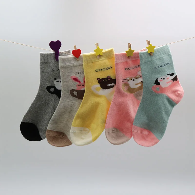 APAKOWA 5 пар/партия детские носки из 100% хлопка до щиколотки на весну и осень короткие