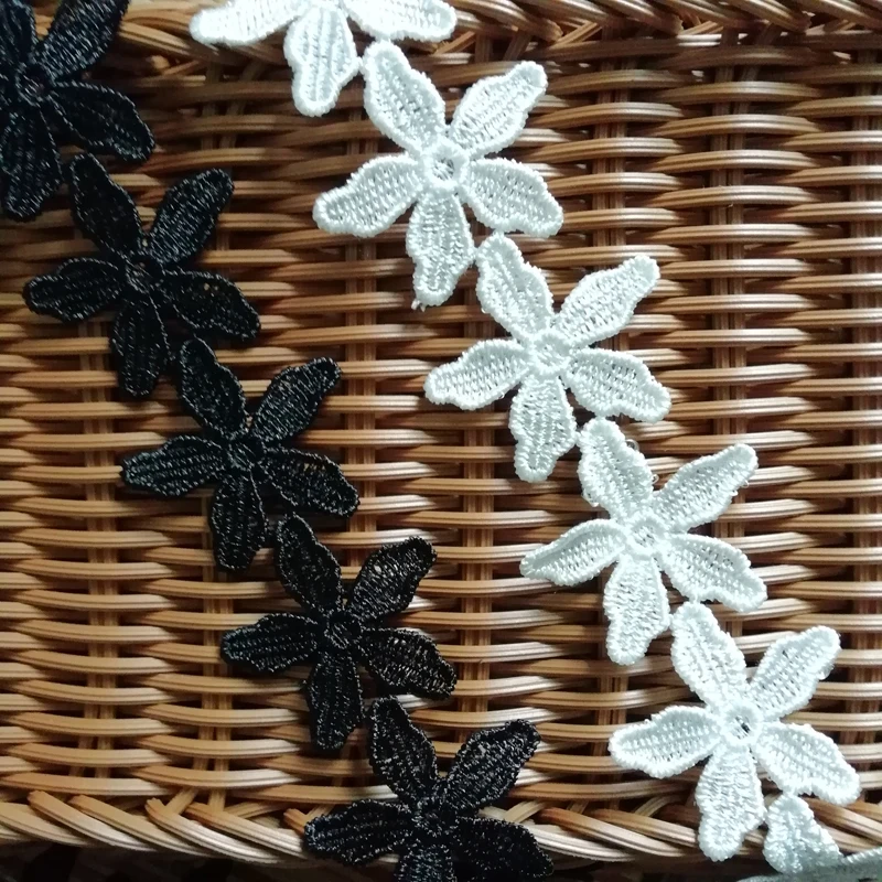 

14yards width 4.3cm White Black Flowers Lace Trims Fabric Garment Ribbon Headband Wedding dress Party Decoration DIY Accessories