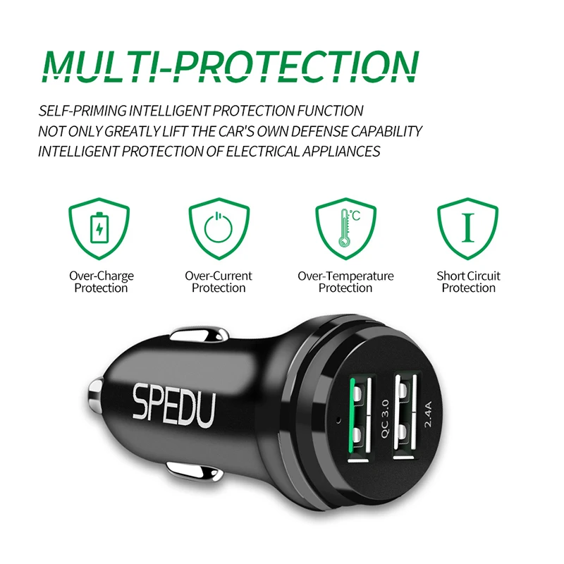 SPEDU Быстрая зарядка qc 3,0 Usb Автомобильное зарядное устройство для iphone Oneplus samsung xiaomi автомобильное зарядное устройство Быстрая qc3.0 для huawei мобильного телефона 5V3A