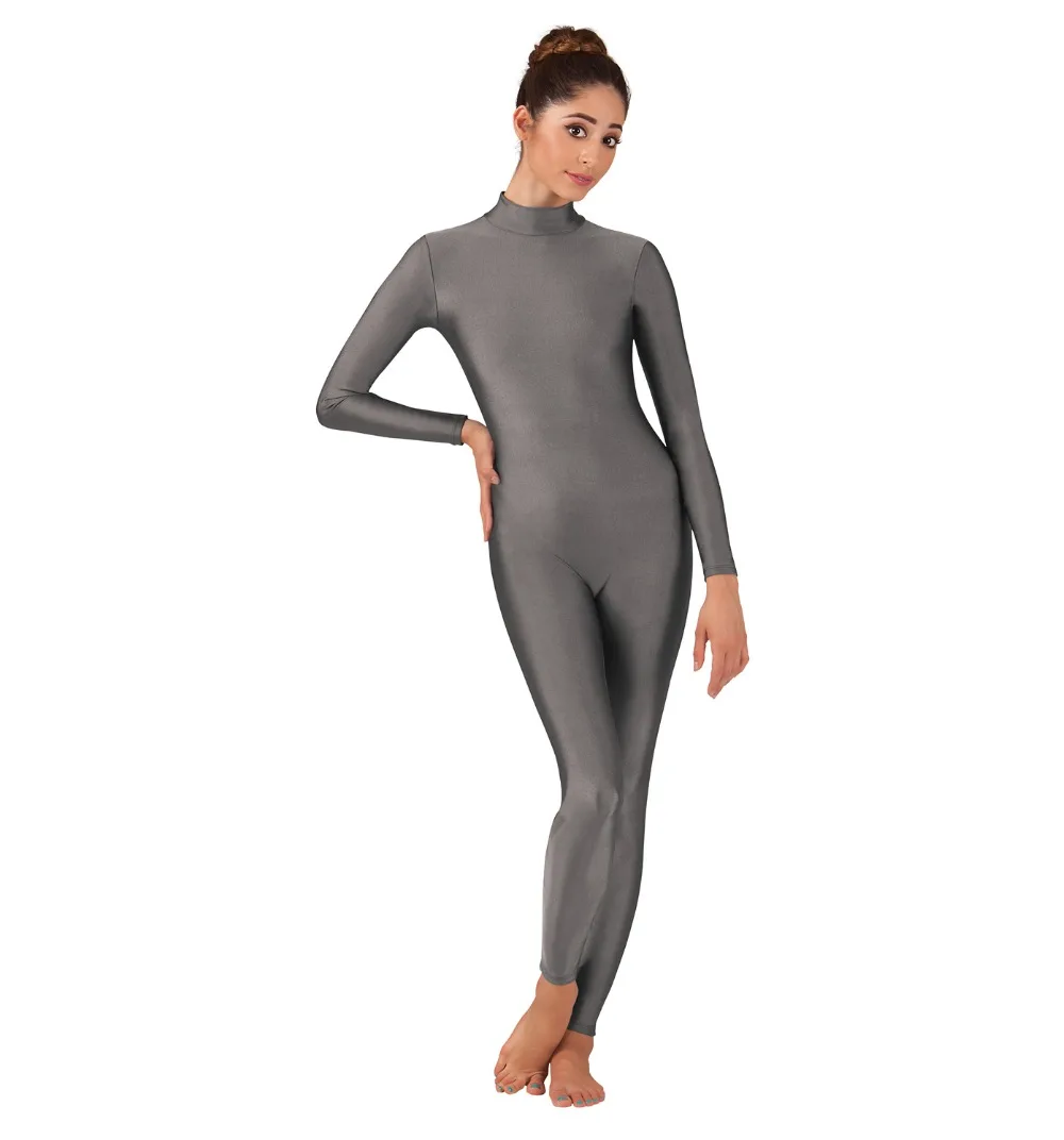 Женский костюм из лайкры с длинным рукавом и ложным воротником|dance unitard|long sleeve