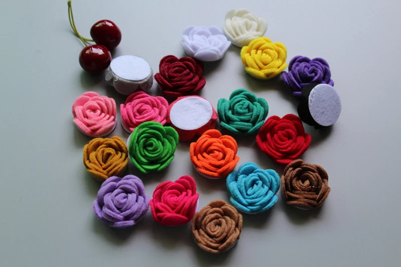 

60pcs/lot New Hair Products 20colors Fashion handmade Nonwovens felt rose flower Diy hair accessories For headband ornaments