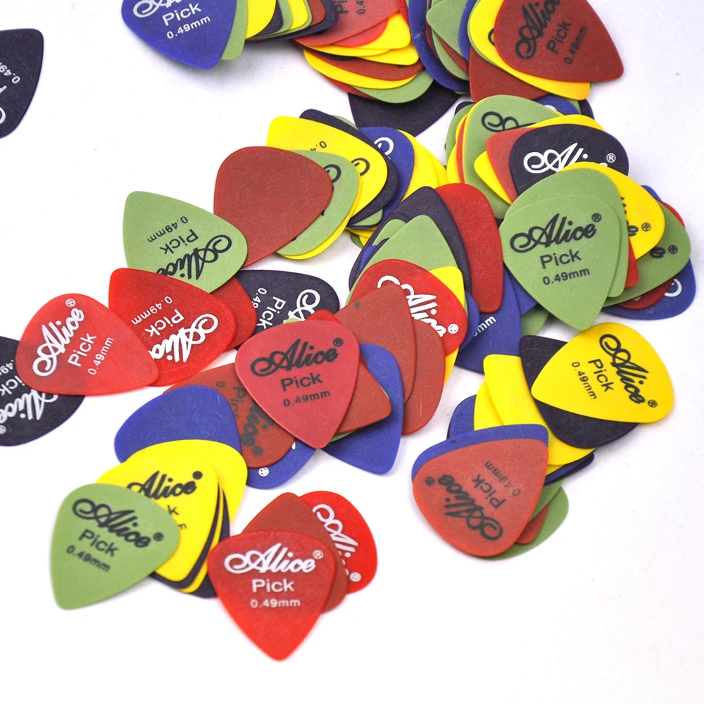 

Lots of 100pcs Alice AP-T 0.49mm Delrin Guitar Picks Plectrums Mixed Colors