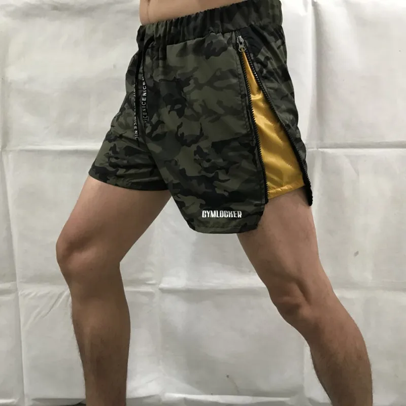 Camouflage GYMLOCKER Camouflage Shorts Men's Casual Shorts Gyms Sporting Breathable Comfortable Shorts Homme Bodybuilding Bermuda Masculina - Цвет: Camouflage