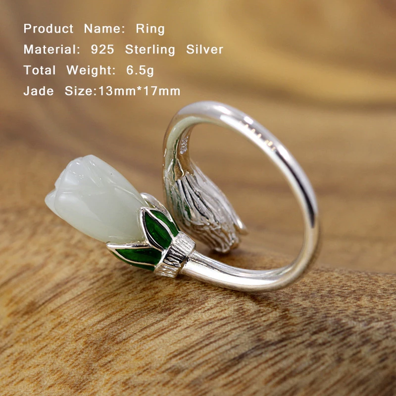 Женское кольцо из серебра 100% пробы с натуральным белым нефритом|ring for|rings for womenrings