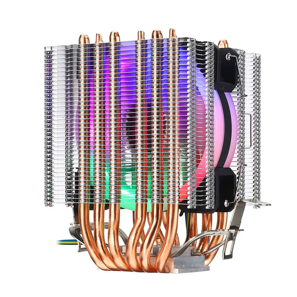 Type 4 6pipe4pin1fan Процессорный кулер вентилятор радиатора 2/4/6 медные тепловые трубки 3/4Pin RGB Вентилятор Кулер для Intel 775/1150/1151/1155/1156/1366 и AMD все платформы - Цвет лезвия: Type 4 6pipe4pin1fan
