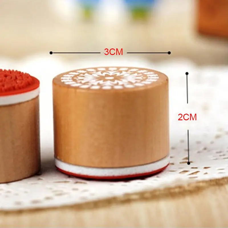 6 шт./компл. Ассорти Ретро Винтаж Цветочный узор Круглый Деревянный резиновый