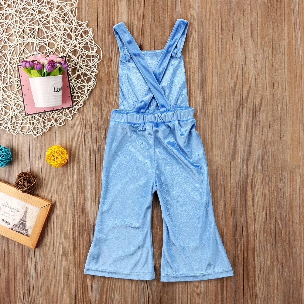 Изысканные однотонные шелковые Комбинезоны для маленьких девочек; комбинезон; расклешенные комбинезоны; одежда