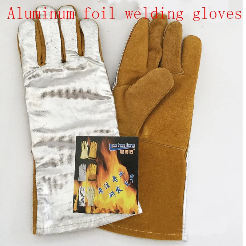 Рабочие перчатки из 2020 воловьей алюминиевой фольги для сварки Tig Mig огнеупорной