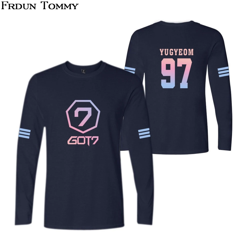 Frdun Tommy Got7 YUGYEOM 97 футболка с длинными рукавами О образным вырезом Kpop Повседневное