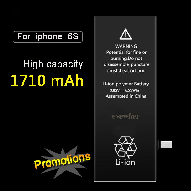 Evewher для Iphone 6 S высокомощный аккумулятор батарея Iphone6S Замена батареи 1710 mah Lipolymer