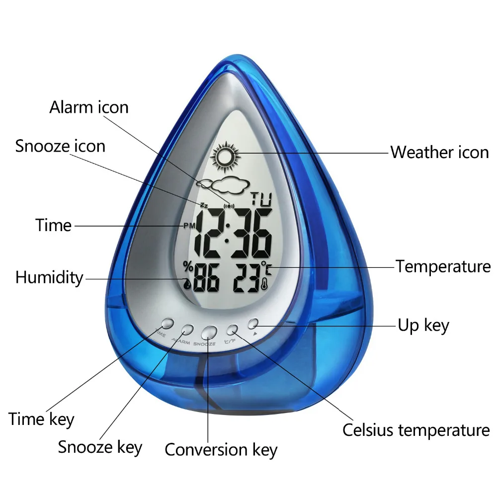 1 шт. волшебный цифровой будильник с питанием от воды без батареи календарем