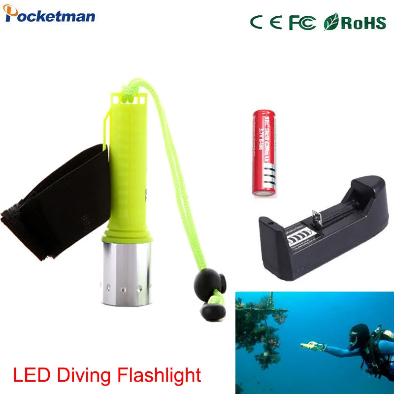 

100% Authentic XM-L T6 3800LM 10W Diving light LED Lamp lanterns scuba flashlights for underwater diving flashlight Torch