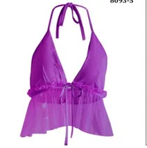 purple color Летние женские прозрачные сетчатые пикантные топы с v-образным вырезом Прозрачные Пляжные Топы Топ вечерние модные однотонные майки - Цвет: purple color