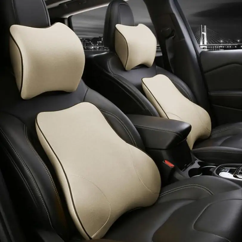 Автомобильная поясничная опорная Подушка и подголовник для автомобиля Комплект