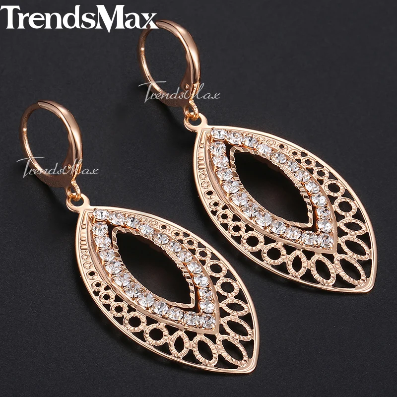 Женские Висячие серьги в форме листьев серьги-подвески из розового золота 585