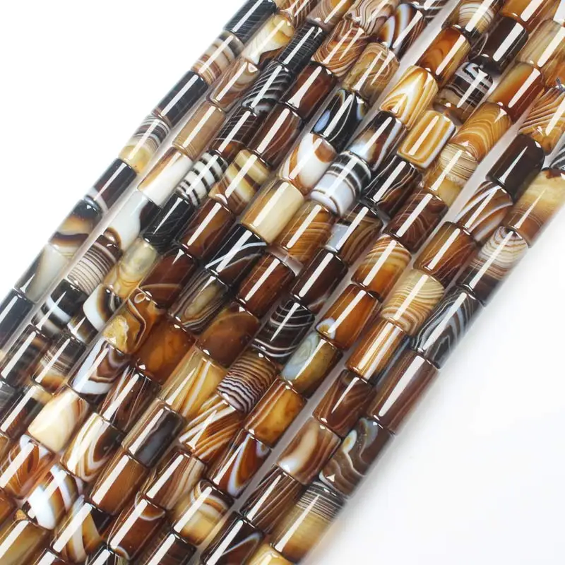 

column 6x12mm,8x30mm Botswana Agates Persia Sardonyx onyx Coffe stripe Natural stone Tube DIY Loose Beads 15"
