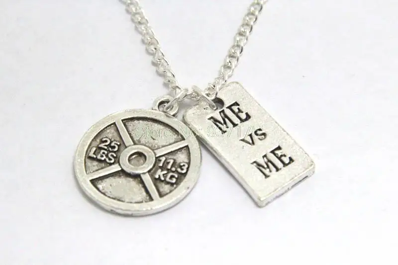 12 шт./лот 25 фунтов весовая тарелка ME v ME цепочка Ожерелье для фитнеса кроссфита тренажерного зала креатиновое тело