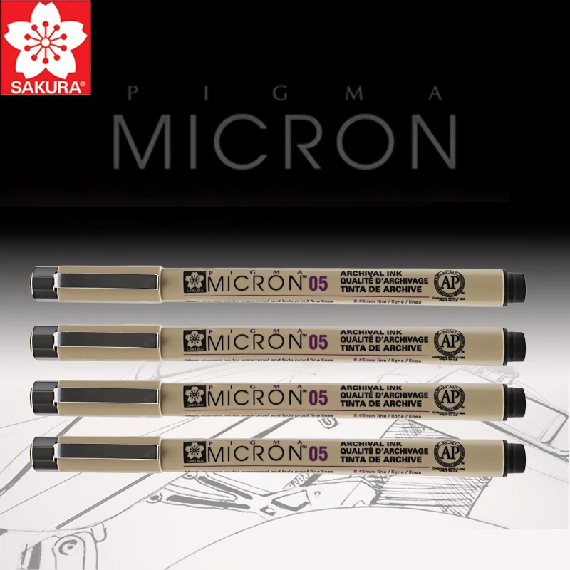 Sakura Pigma Micron 005 fineliner черные чернила для ручки Art 01 02 03 04 05 08 кисть маркер пигментные чернила для художника чернил ручки