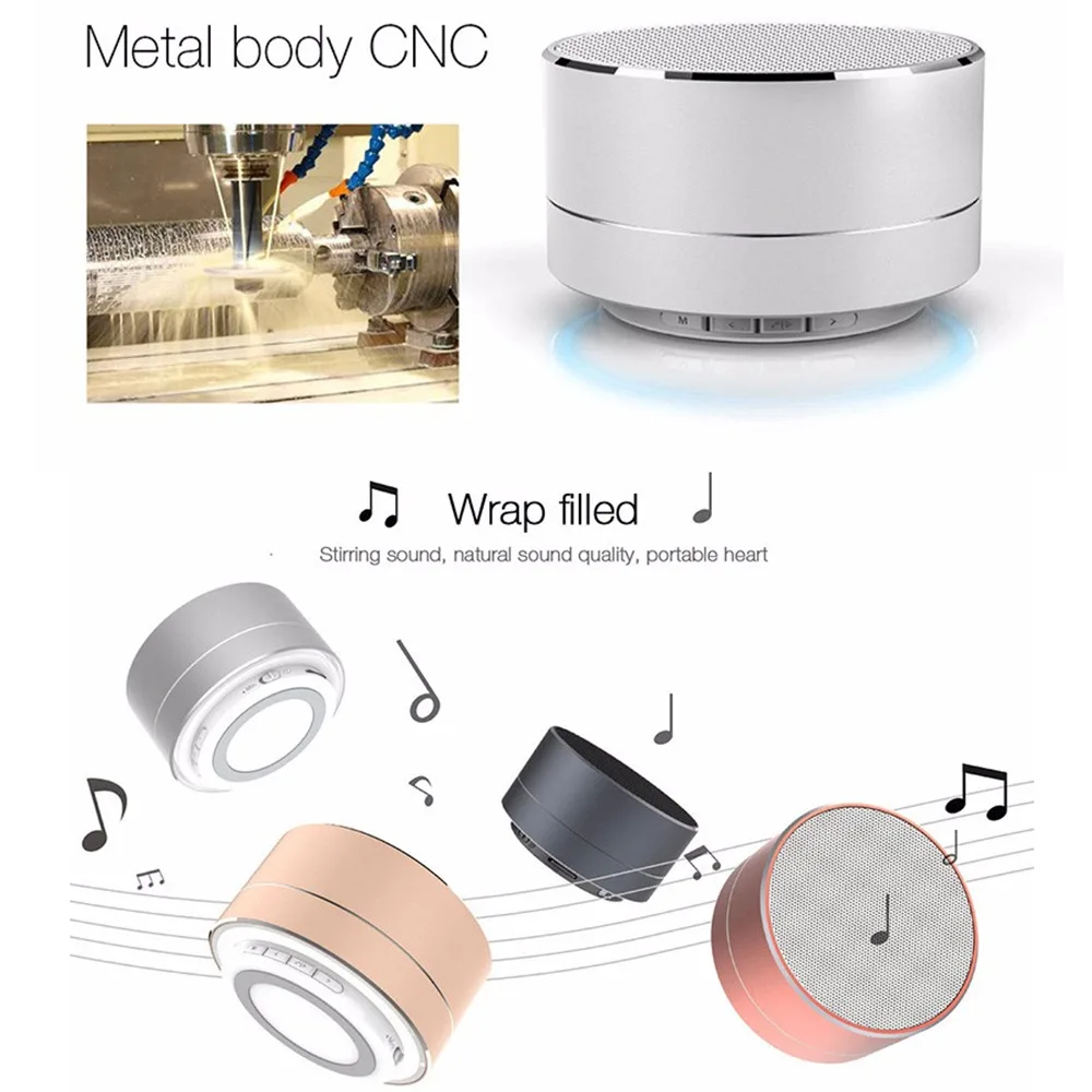 Metal Wireless Bluetooth Speaker LED Lights Mini Portable Subwoofer Soundbox with Mic TF Card AUX MP3 Music Player Loudspeaker |