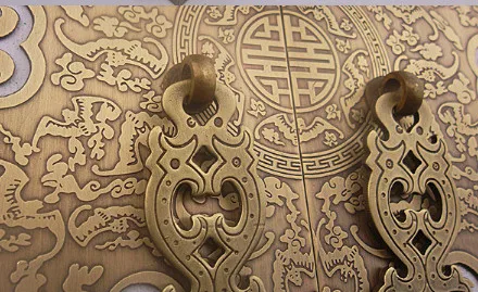 Новая китайская летучая мышь левая круглая дверь Shang Ming медная резная ручка для