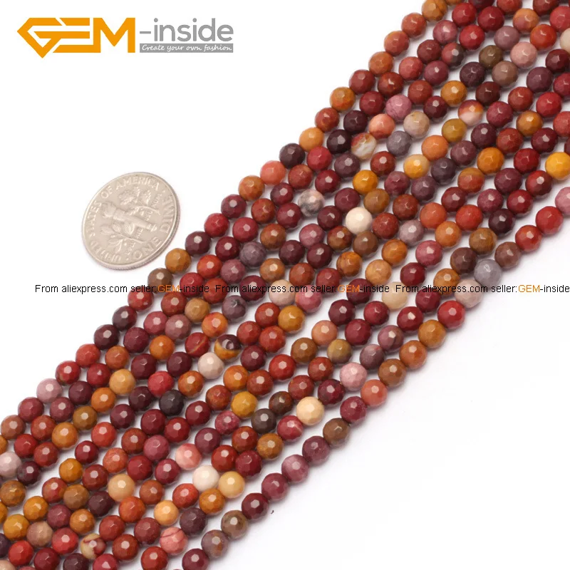 

Gem-inside 4-16mm Wholesale Natural Round Faceted Mookaite Jaspers Beads For Jewelry Making 15'' DIY Necklace Bracelet Gift