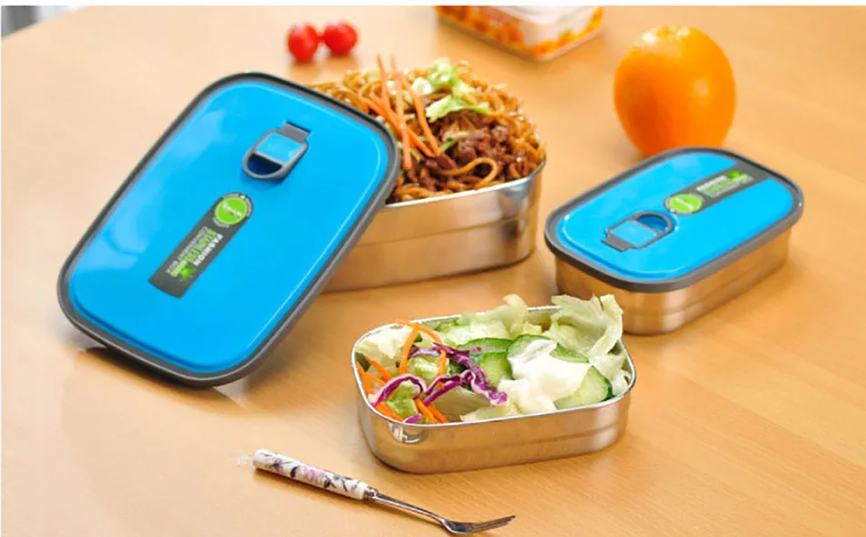 ONEUP нержавеющая сталь Ланч-бокс студенческий Bento box уплотнение с крышкой миска для свежей еды герметичный контейнер для хранения продуктов