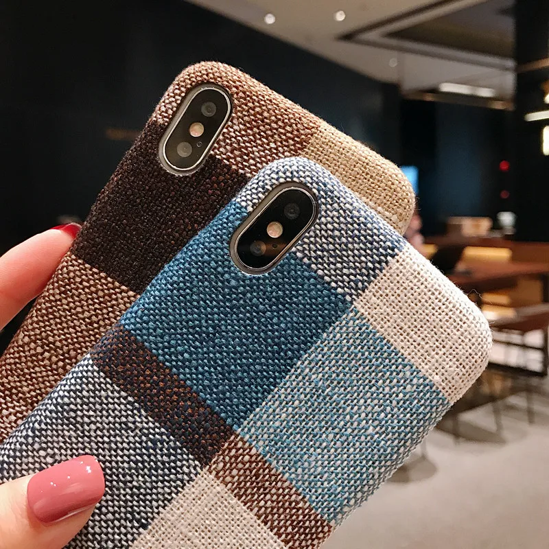 for iPhone xs max Case Scotland Wool Lattice Back Cover 6 6s 7 8 9 plus X XS XR Fashion Ultra Slim Hard PC Phone |