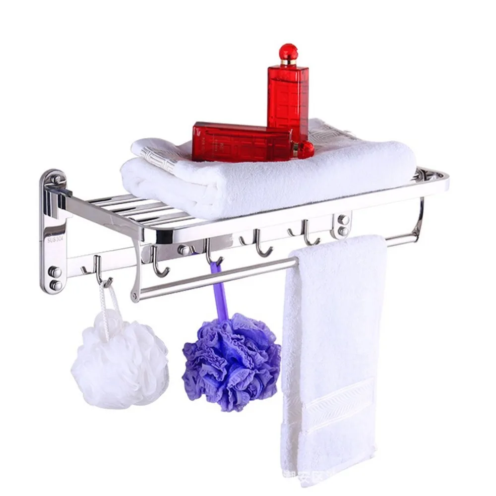 Multifunctional Stainless Steel Anti-rust Toilet Bathroom Washroom Towel Rack Wall Mounted Storage Hook Rod Holder Hanging Bar |