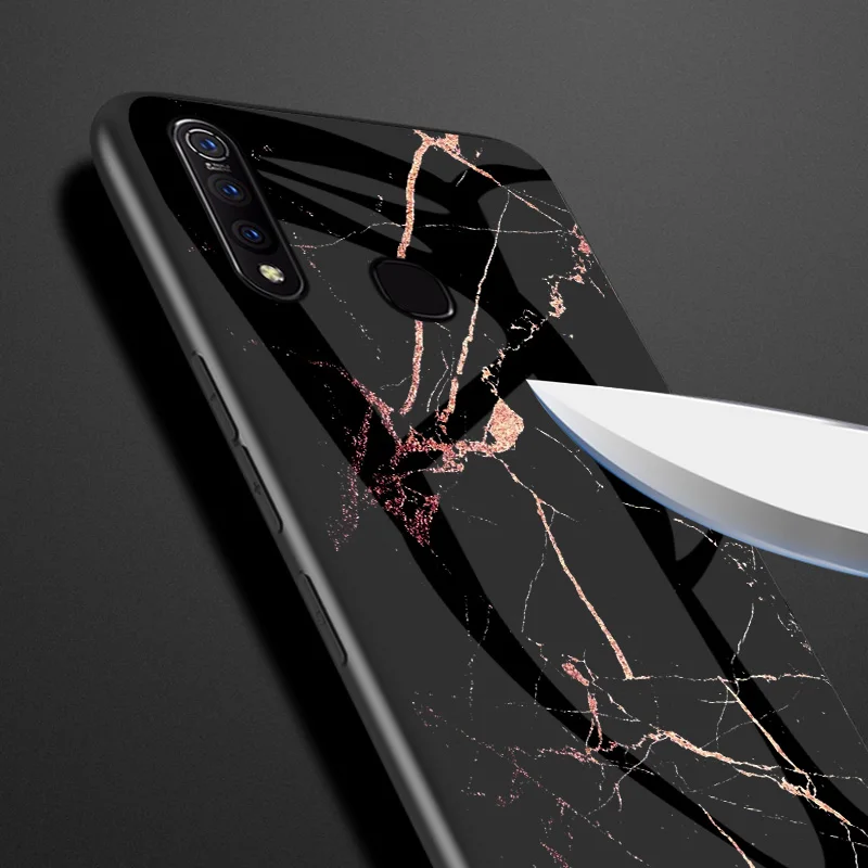 ДЛЯ VIVO Z1 Pro Чехол мраморный узор гладкая задняя крышка из закаленного стекла для