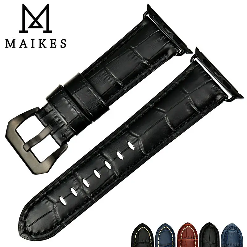 Ремешок MAIKES из натуральной кожи для apple watch Аксессуары часов браслет Apple 44 мм 40 42 38