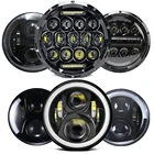 7-дюймовая светодиодная фара для мотоцикла H4, указатель поворота Halo DRL для Yamaha, Suzuki, Kawasaki, Wrangler, Hummer, offraod 4x4, передняя фара