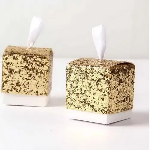 2018 Bruiloft Gunsten En Geschenken Gunst Chocolade Snoep Geschenkdozen Party Zilver/Goud Glitter Doos Voor gast | Дом и сад